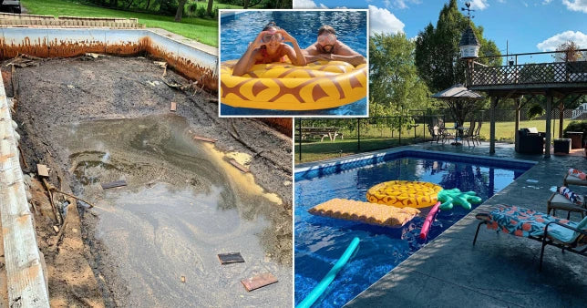 Couple restore abandoned swimming pool that hadn’t been touched in over 20 years