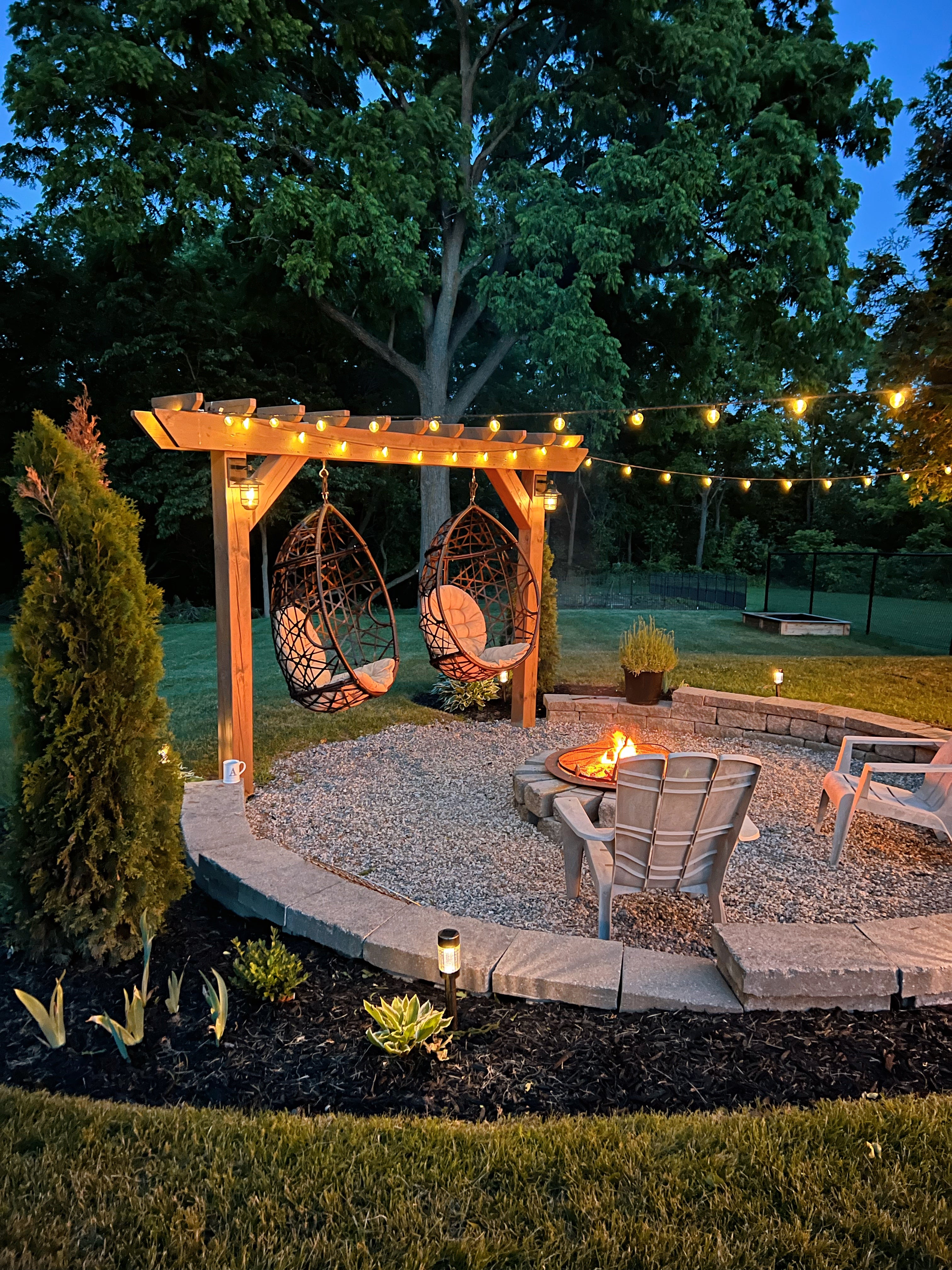 Hanging Egg Chair Firepit aspenackley