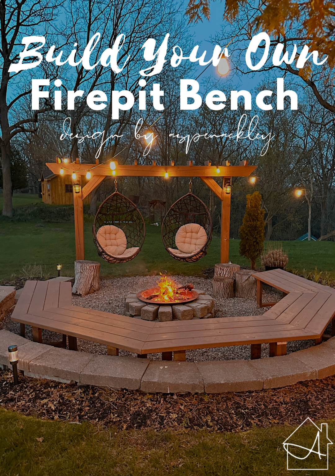 Wood bench discount fire pit